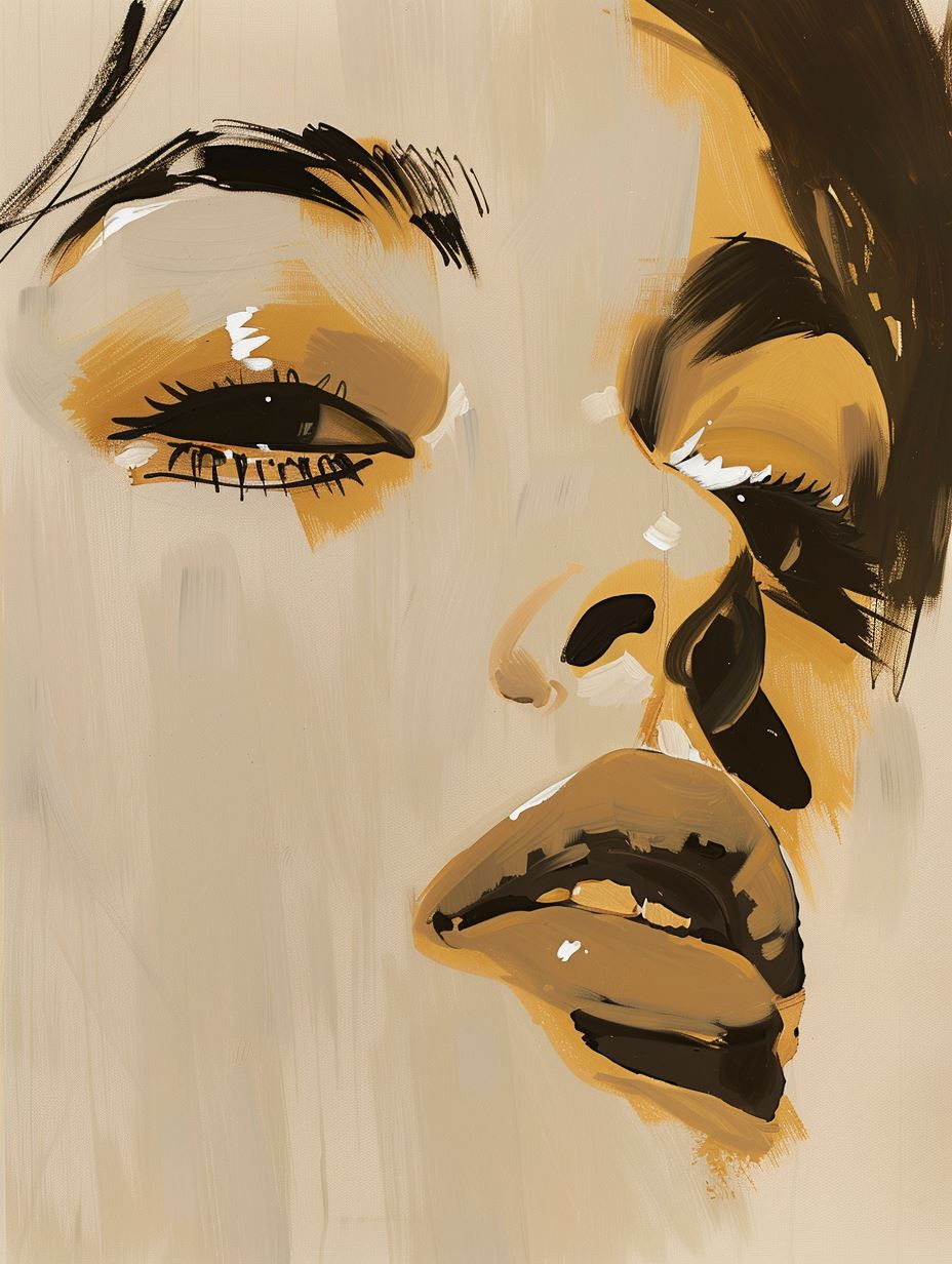 Golden Ochre Expressive Portrait - Image 2