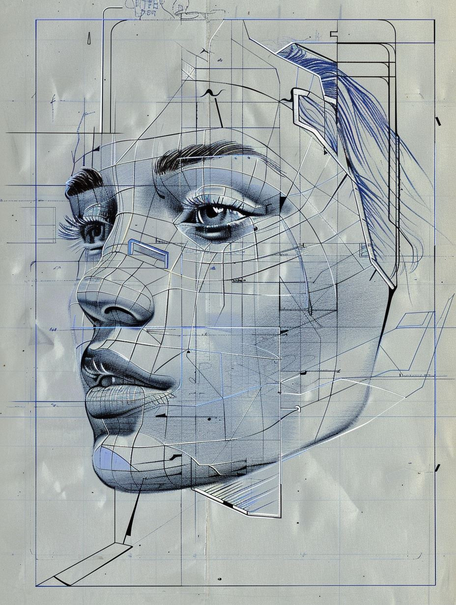 Cybernetic Blueprint Portrait - Image 2