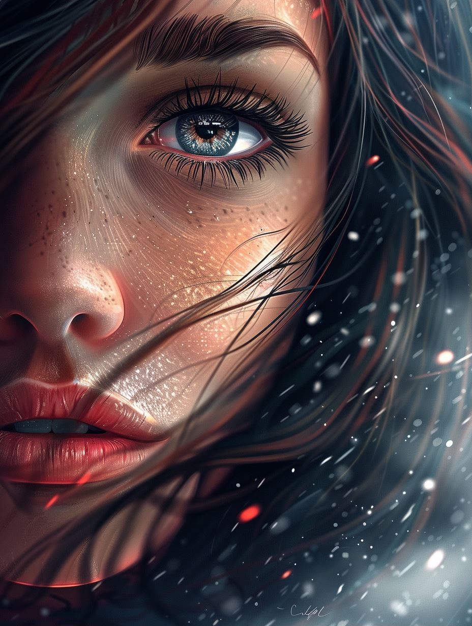 Ethereal Gaze: A Study in Digital Beauty - Image 1