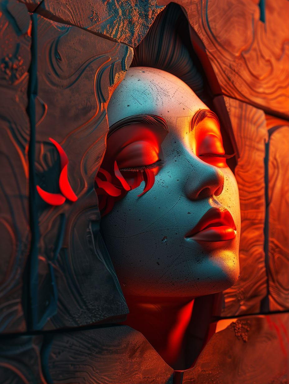 Crimson Shadows Cinematic Portrait - Image 1