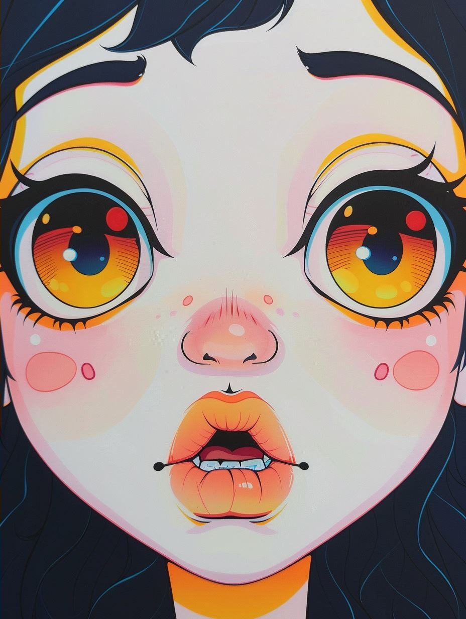 Vibrant Neon Anime Portrait - Image 2