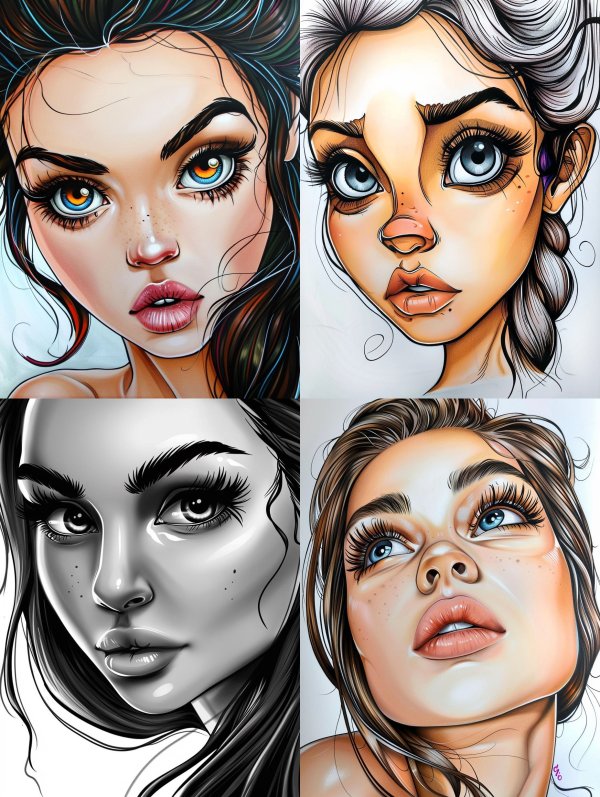 Stylized Digital Portrait Art Studies