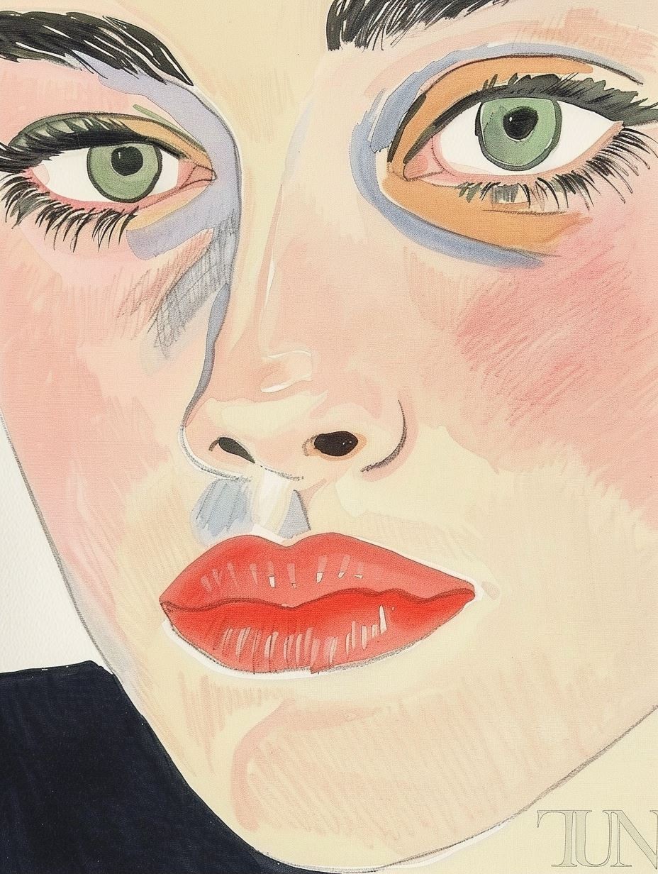 Gaze of Elegance: Watercolor Portraits - Image 2
