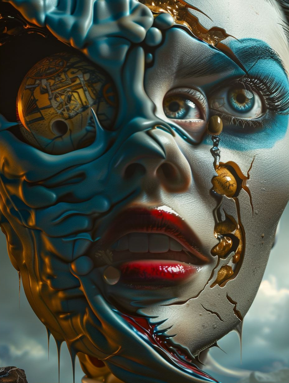 Liquid Chrome Surrealist Portrait - Image 2