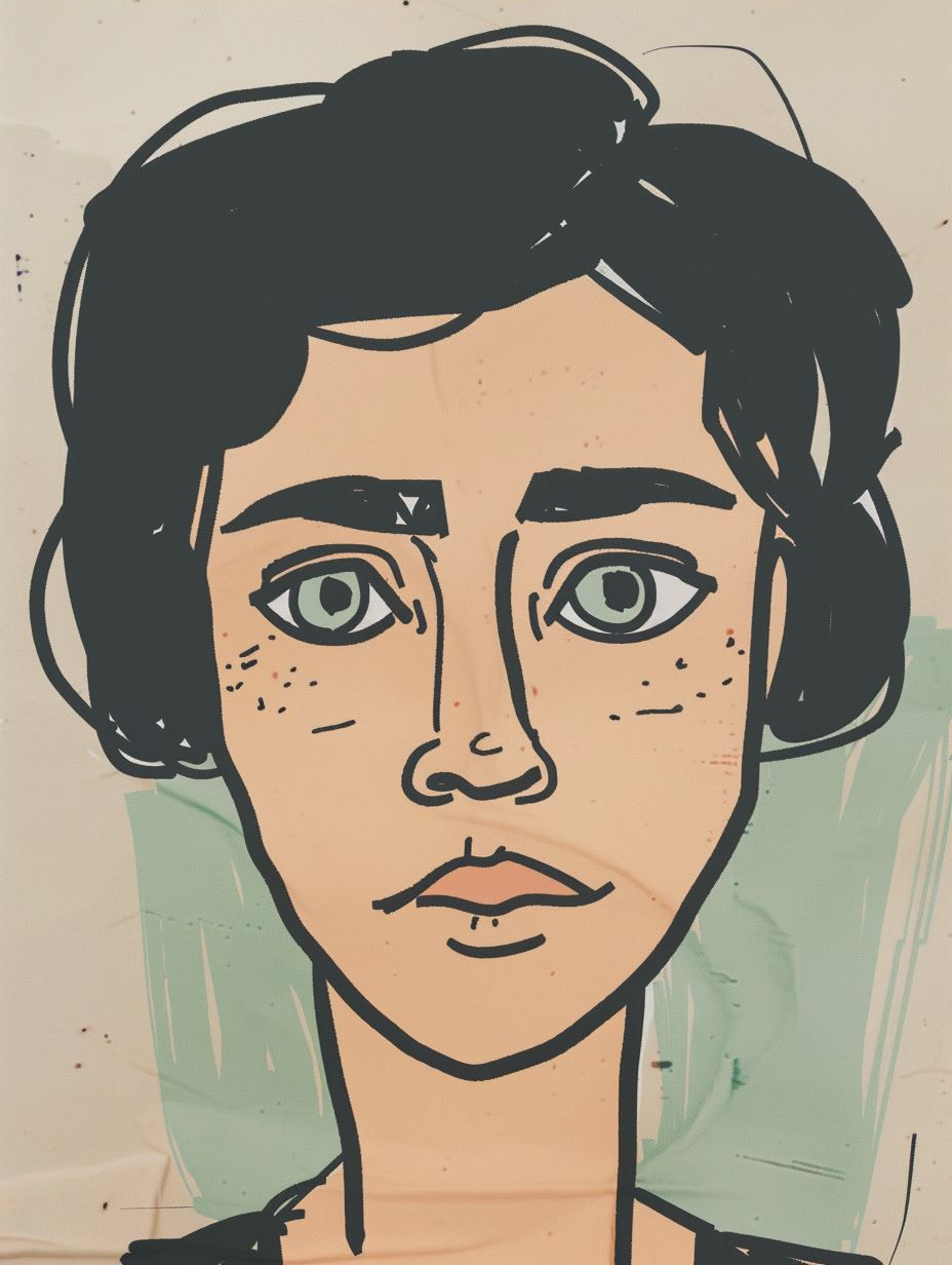 Melancholic Hand Drawn Portrait - Image 4