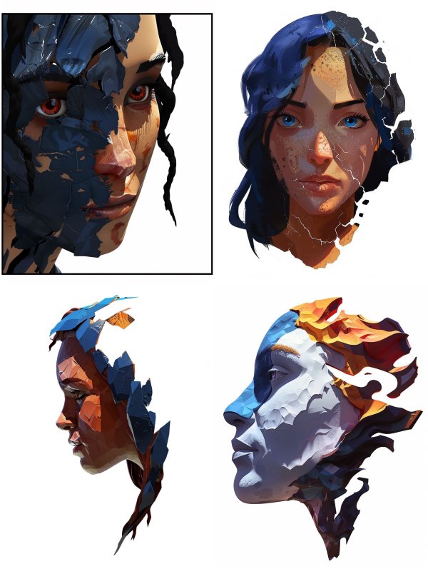 Fragmented Soul in Cobalt Blue