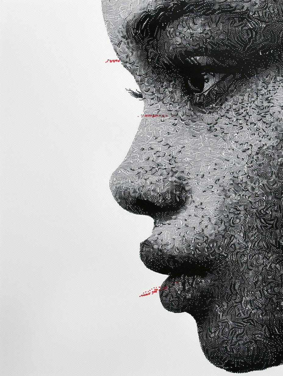 Intricate Stippled Portrait in Ink - Image 1