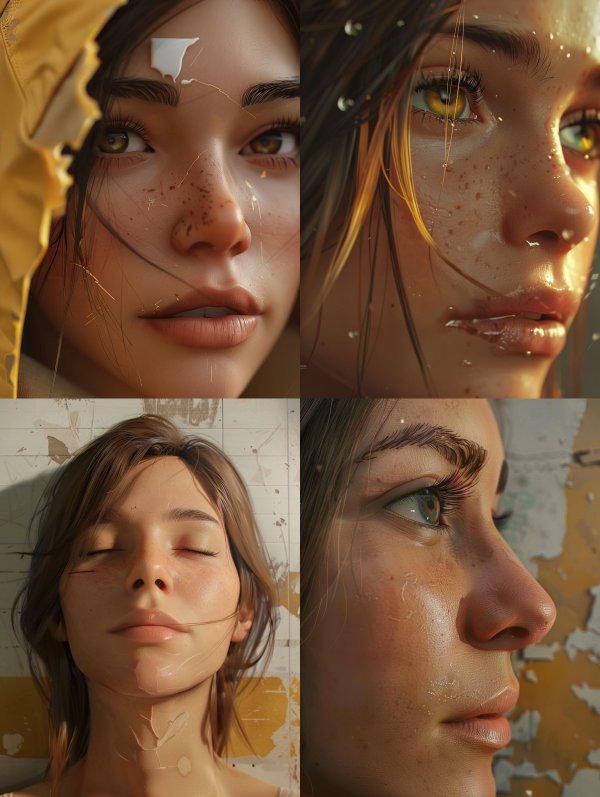 Hyper-Realistic Dewy Portrait Study