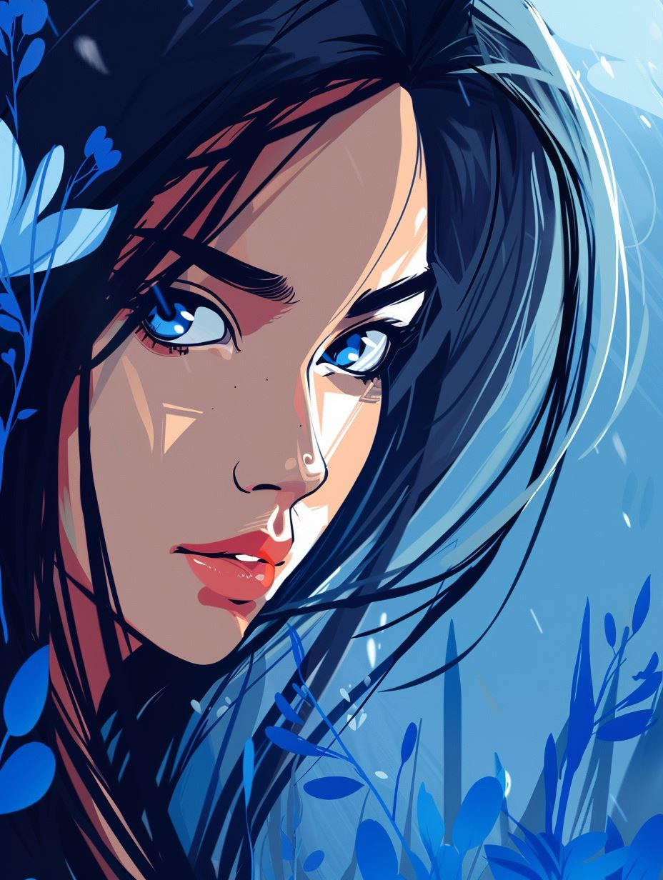 Azure Gazes: A Digital Portrait Study - Image 3