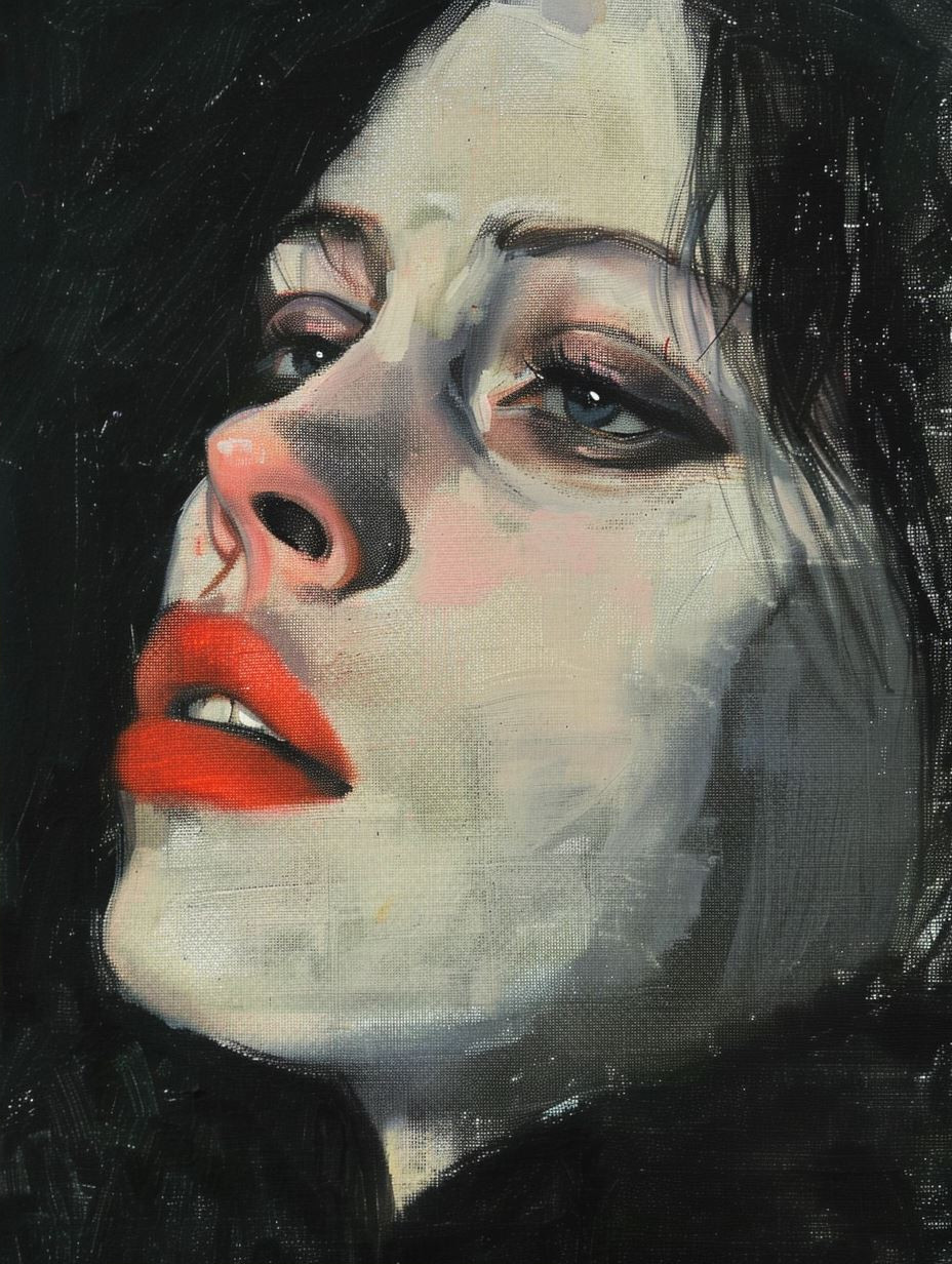Crimson Lips in Shadow - Image 2