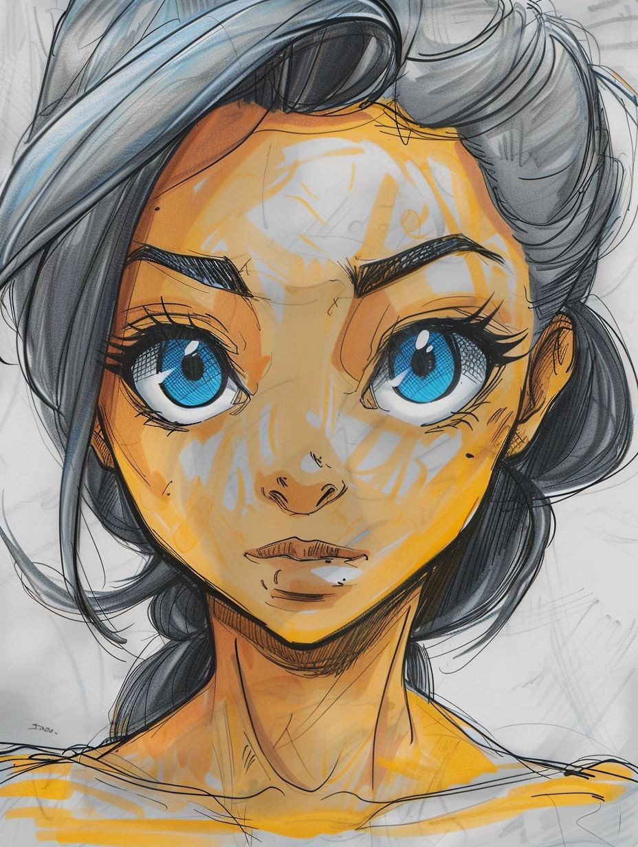 Ethereal Azure Gaze Sketch