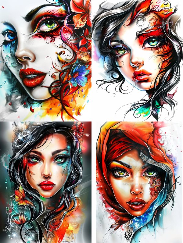 Vibrant Surrealist Floral Portrait