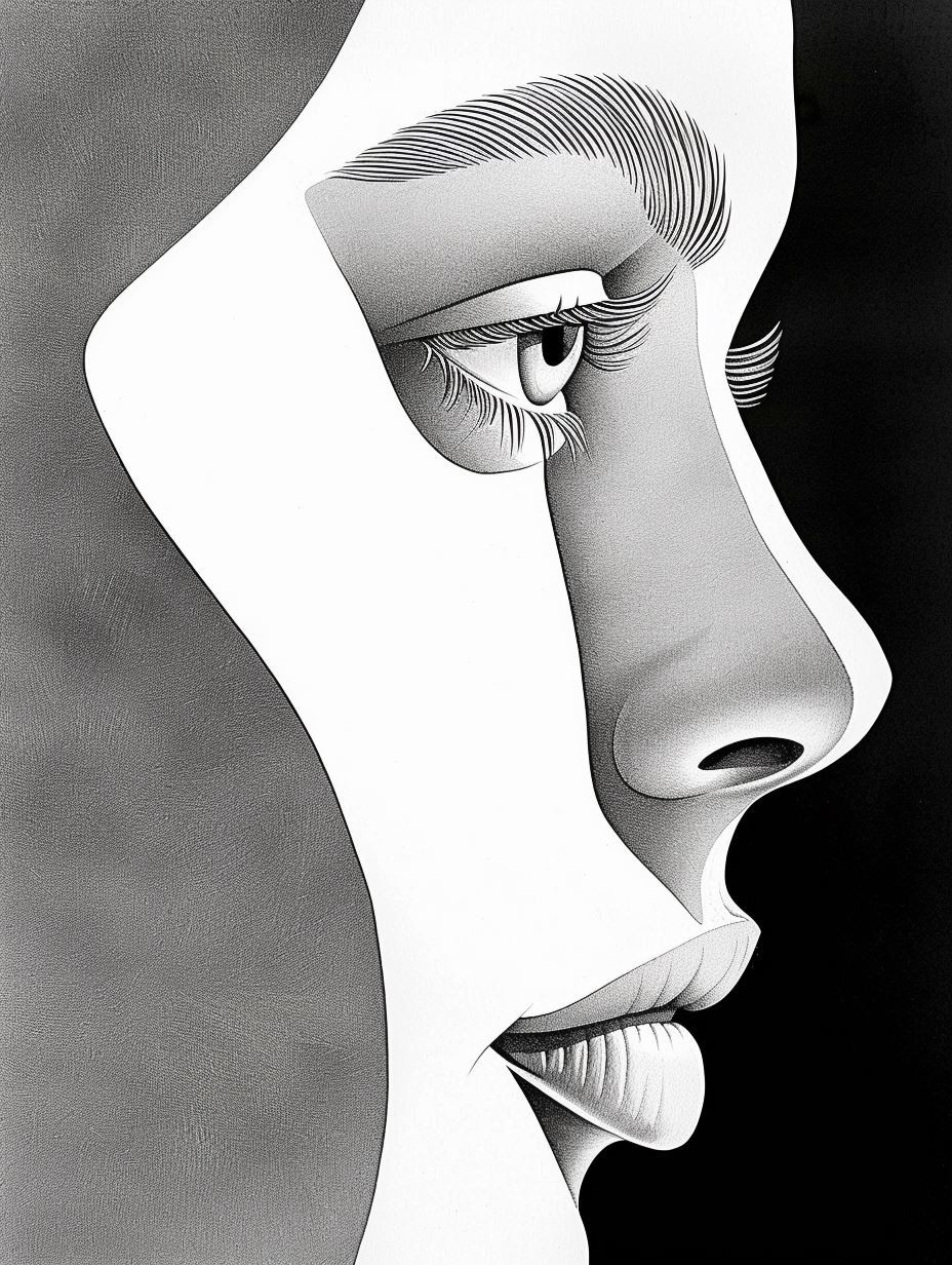 Surrealist Monochrome Facial Fragment