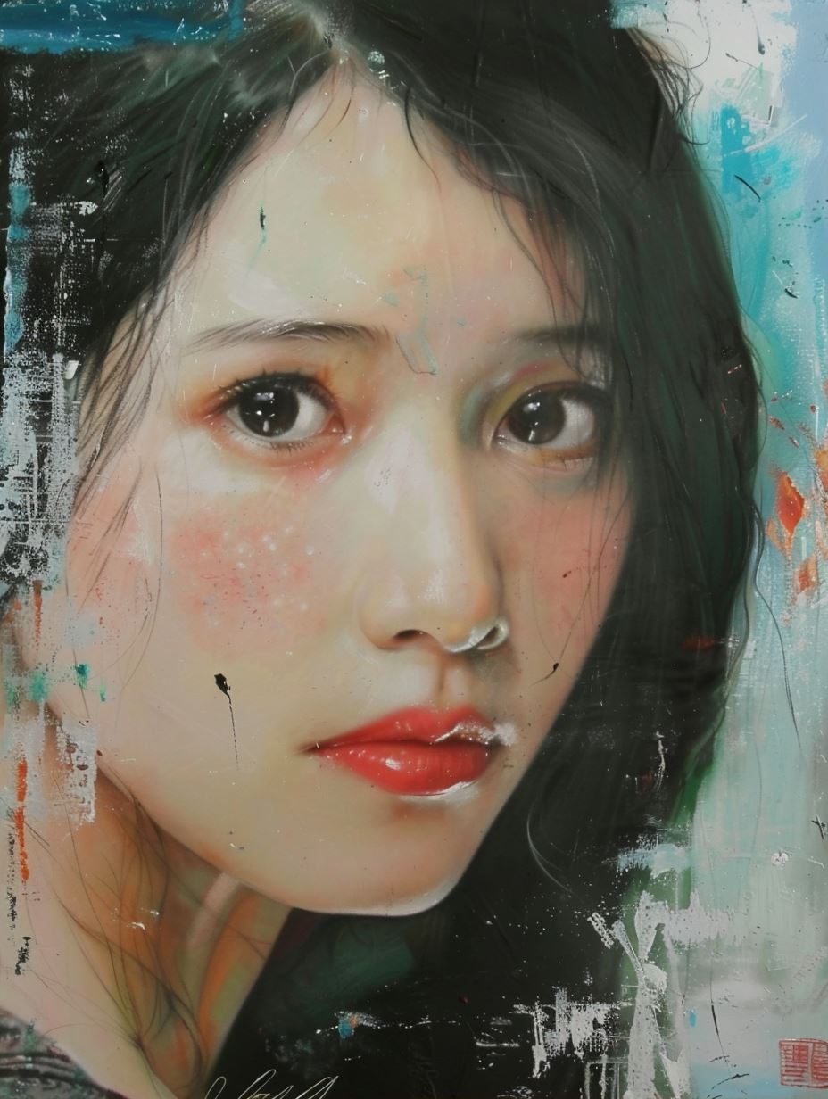 Ethereal Gazes in Modern Oil - Image 1