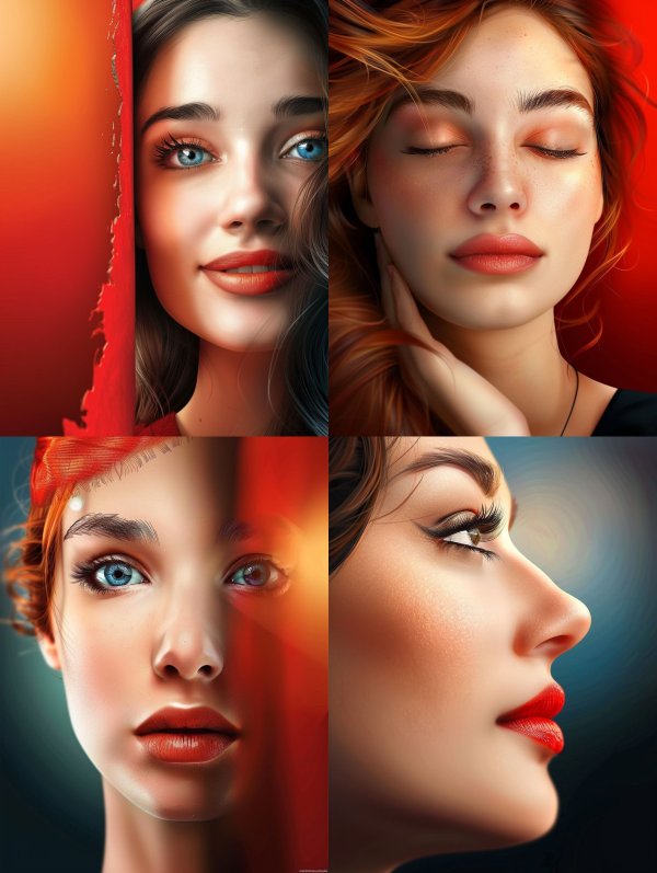 Radiant Beauty in Red Tones