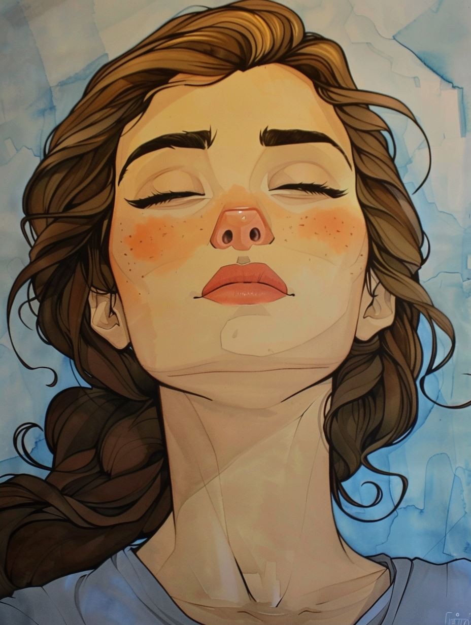 Azure Gaze Ink Illustration - Image 2