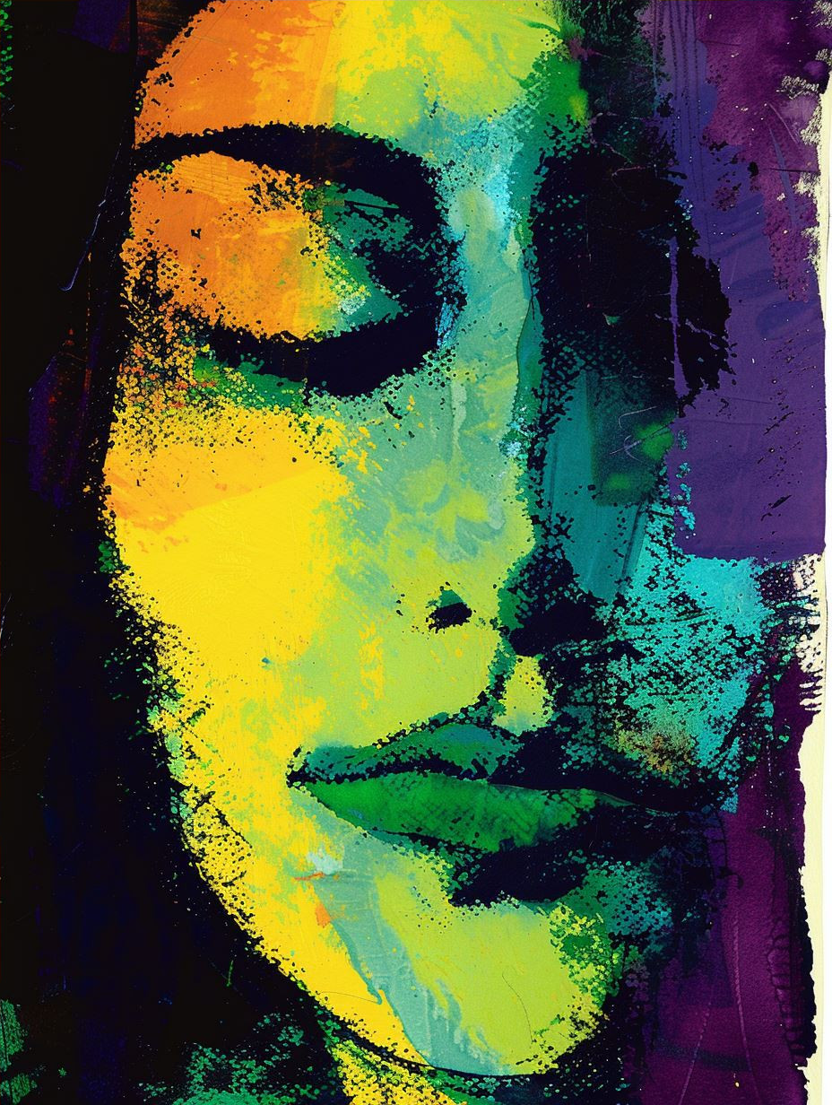 Vibrant Neon Portrait Quadriptych - Image 4