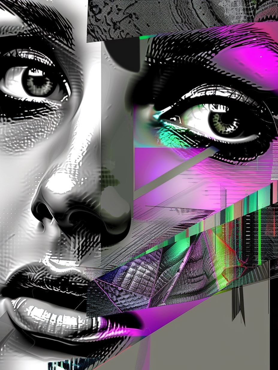 Fragmented Chrome Cybernetic Portrait - Image 3