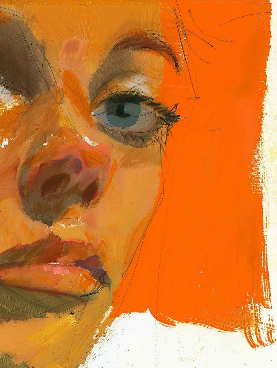 Abstract Fragmented Portrait in Orange - Image 3