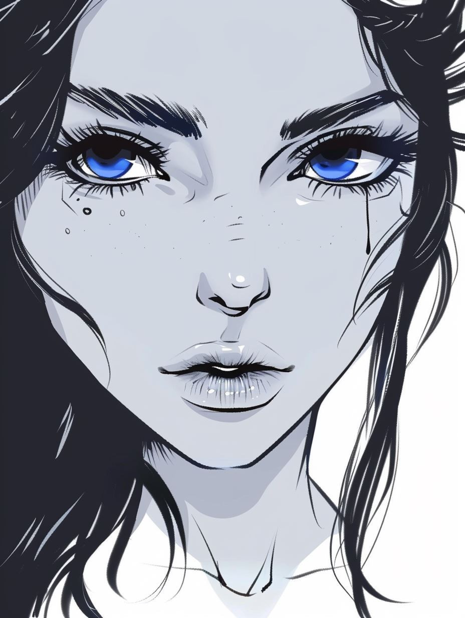 Ethereal Blue Gaze Sketches - Image 1
