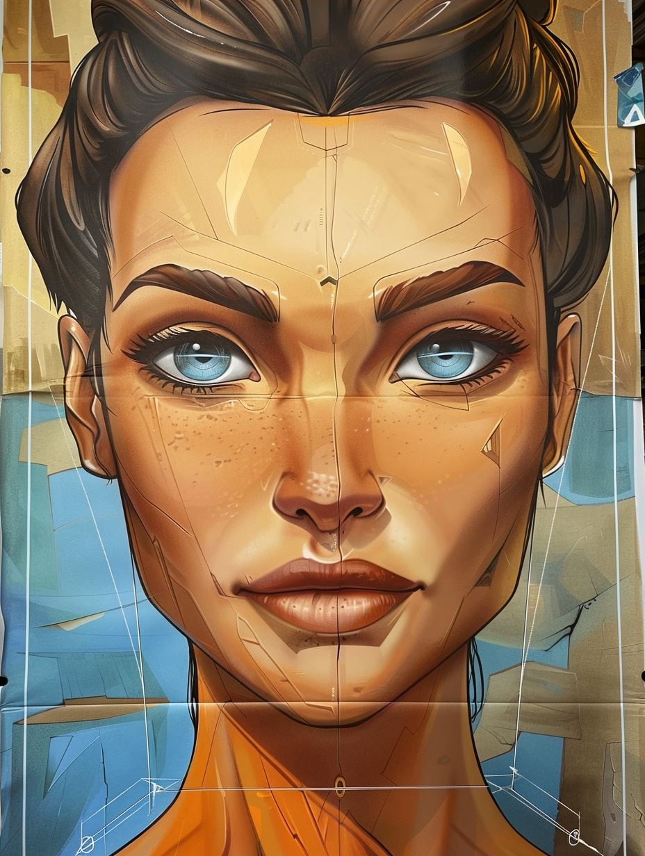 Weathered Portrait of Azure Eyes - Image 3