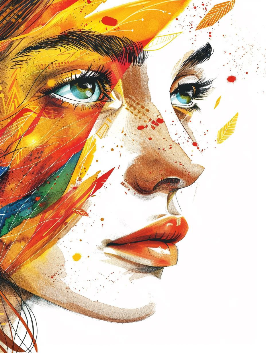Vibrant Watercolor Portrait Studies - Image 3