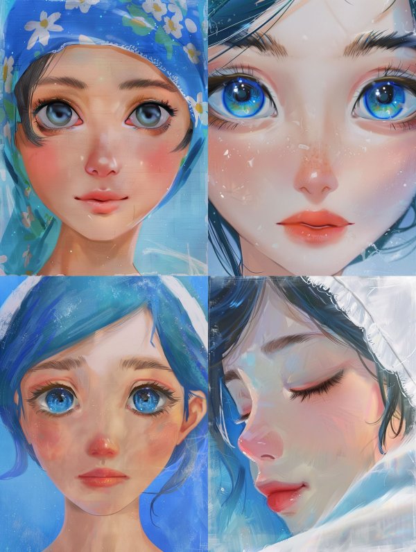 Azure Dreams: Digital Portraits of Ethereal Beauty