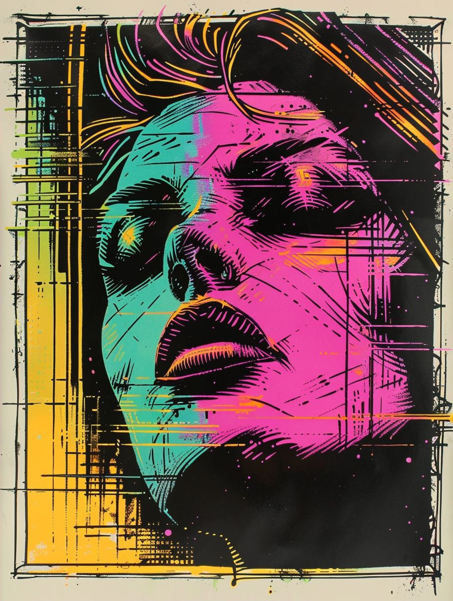 Neon Cyberpunk Halftone Portrait - Image 2