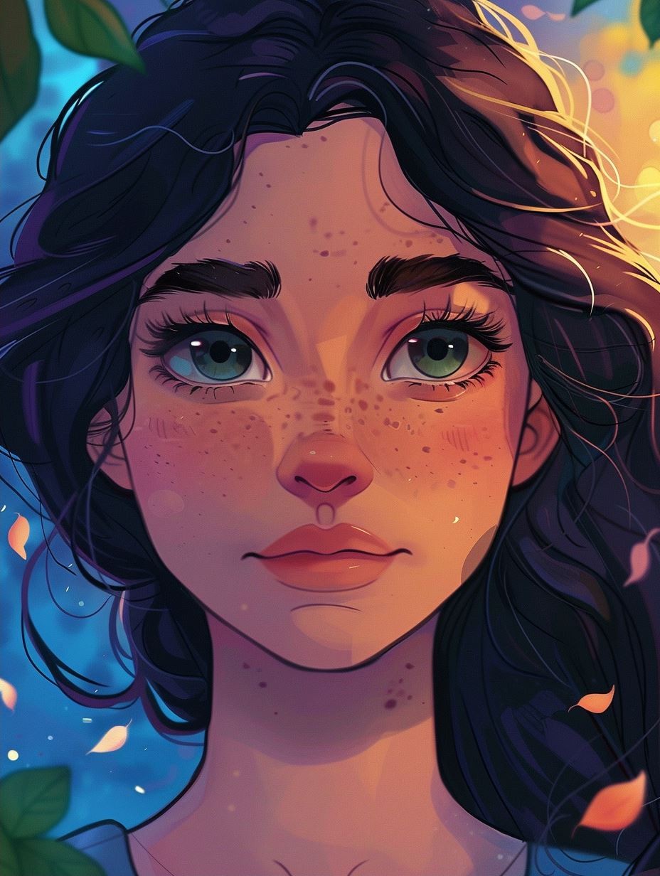 Ethereal Gaze in Sunset Hues - Image 2