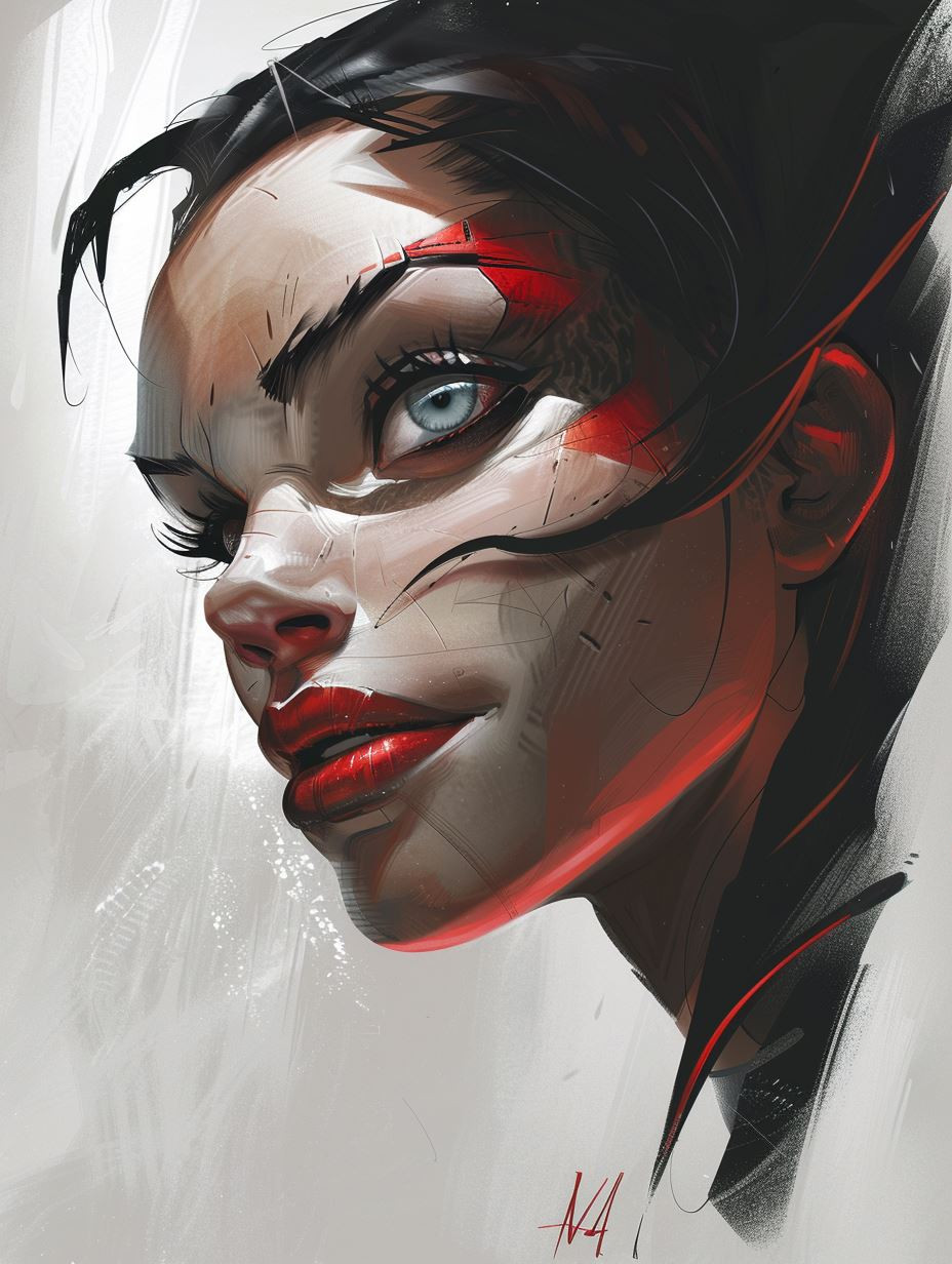 Crimson Edge Digital Portrait