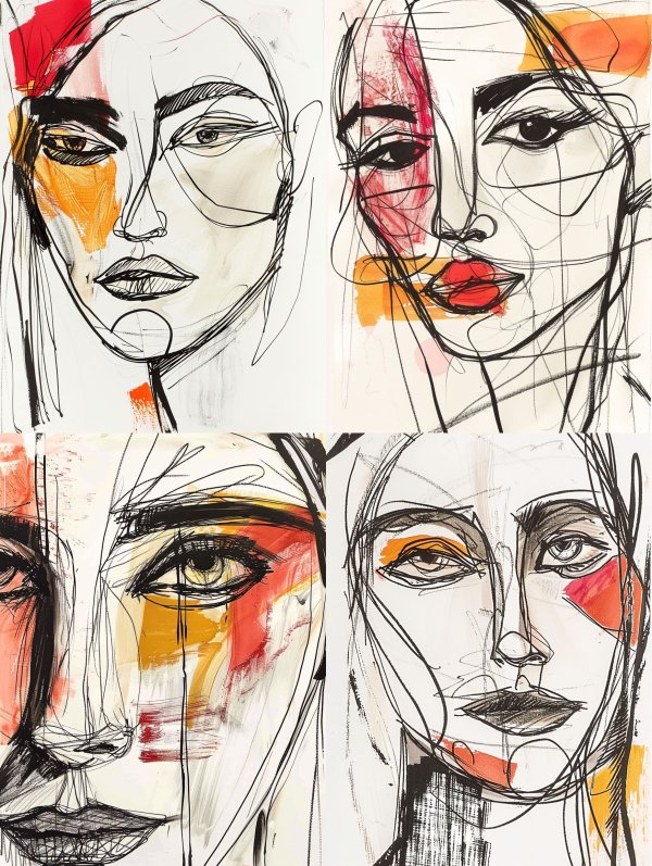 Abstract Continuous Line Portraits