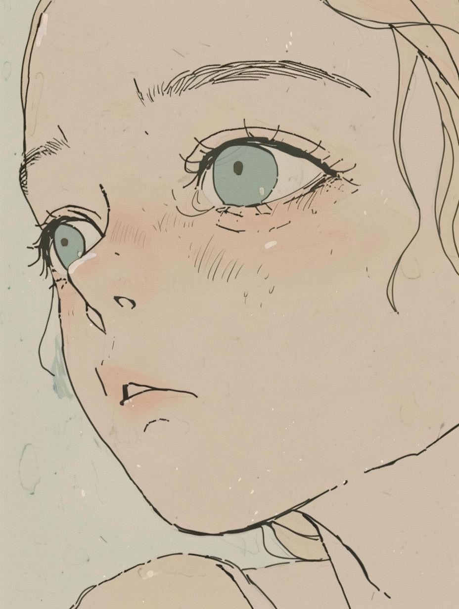 Melancholy Gaze in Muted Tones - Image 1