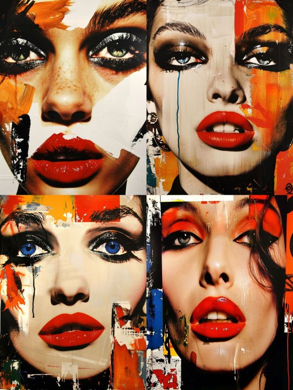Abstract Crimson Lip Portraits