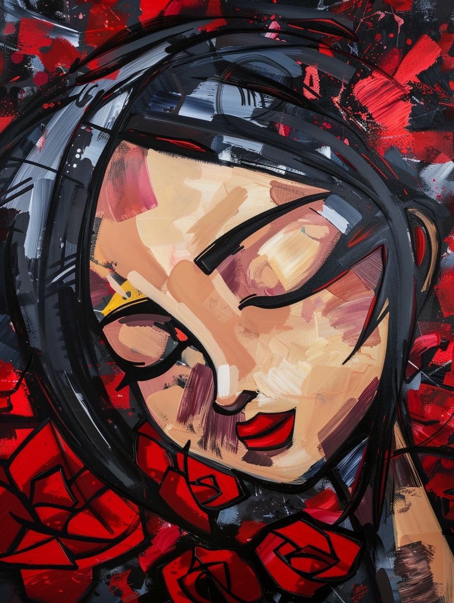 Fragmented Crimson Soul Portrait - Image 2