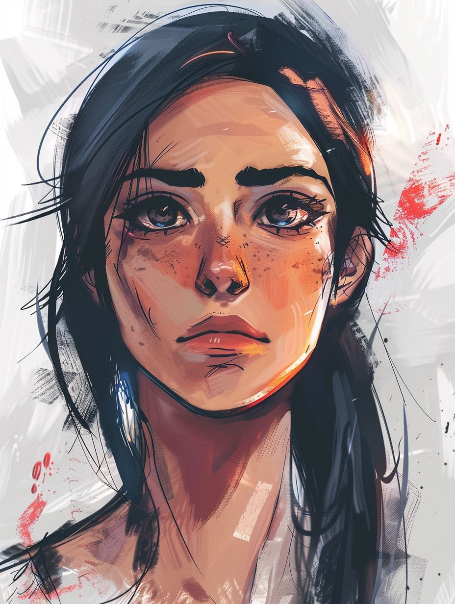 Abstract Crimson Gaze Portrait - Image 3