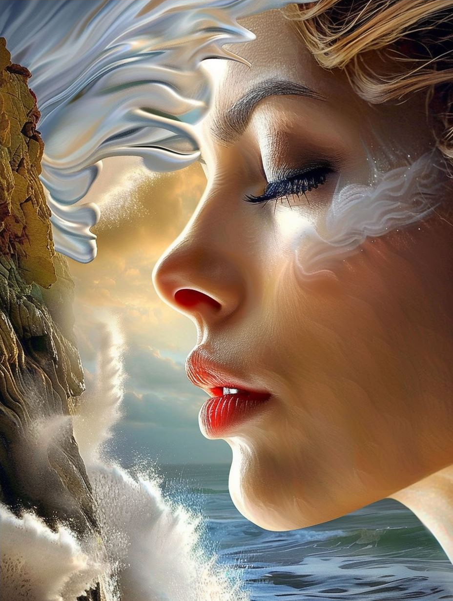 Ethereal Gazes in White Silk - Image 4