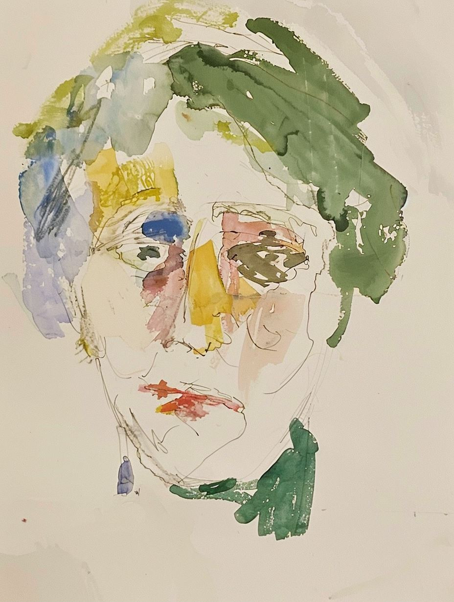 Abstract Watercolor Portrait Study Quad - Image 1