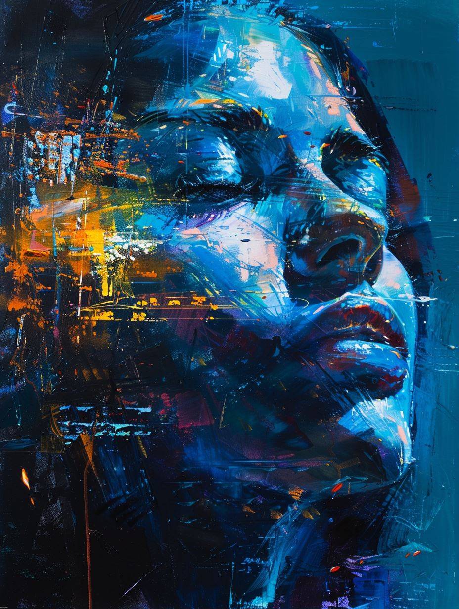 Electric Blue Abstract Portrait - Image 1