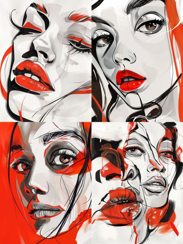 Crimson Fragments of Feminine Grace