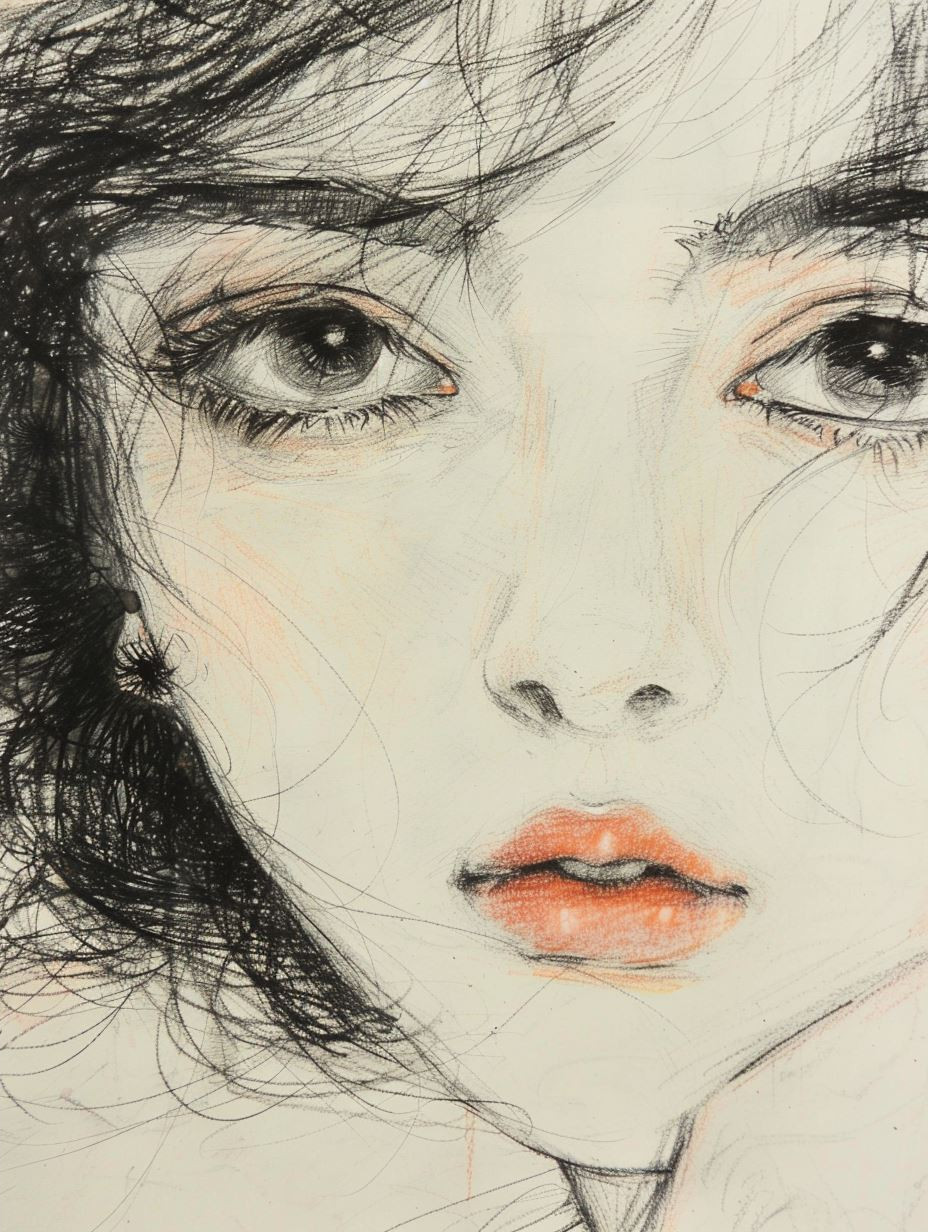 Ethereal Gaze: Pencil Portrait Studies - Image 4