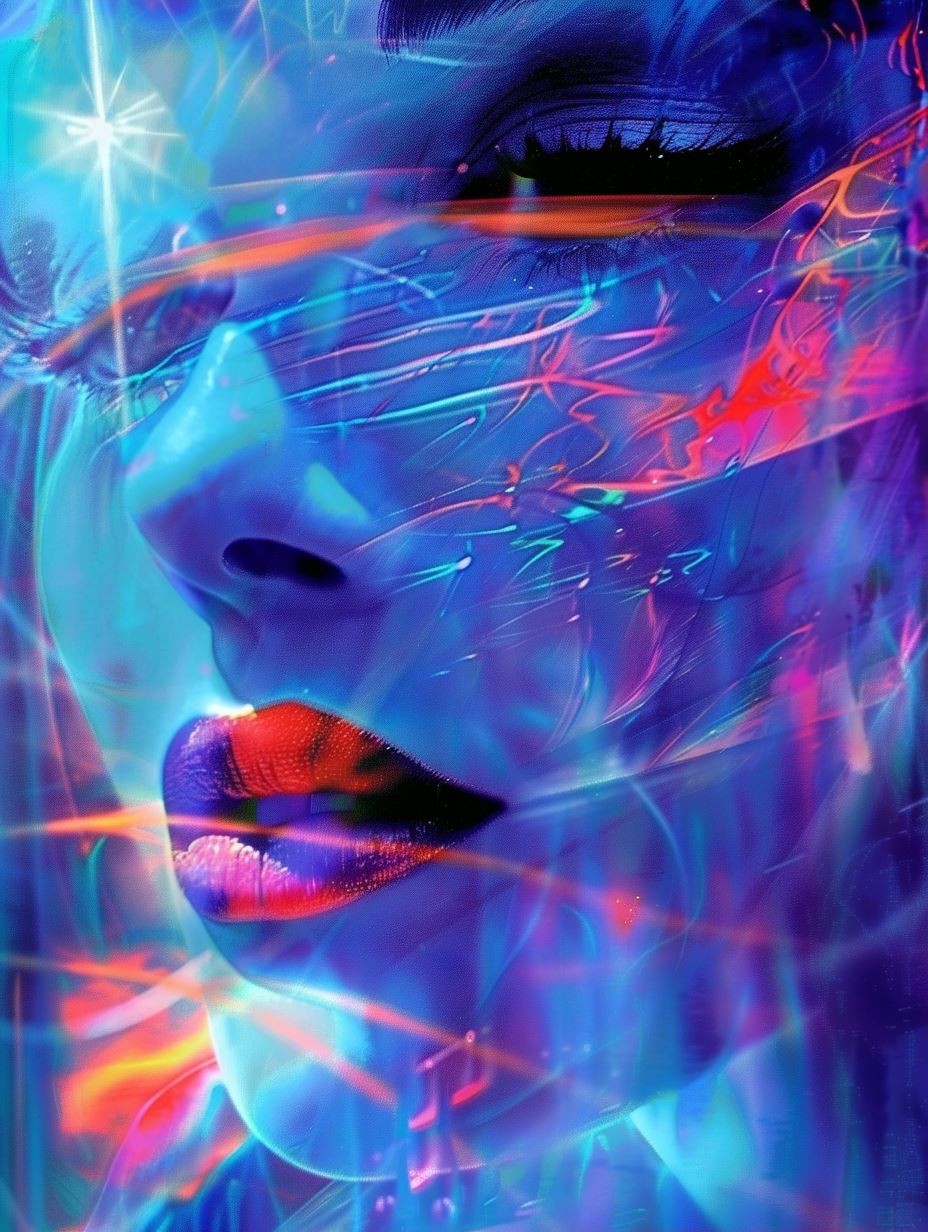 Neon Cybernetic Dream Portrait