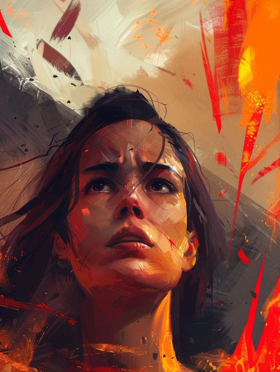 Emotional Portraits in Fiery Hues - Image 1