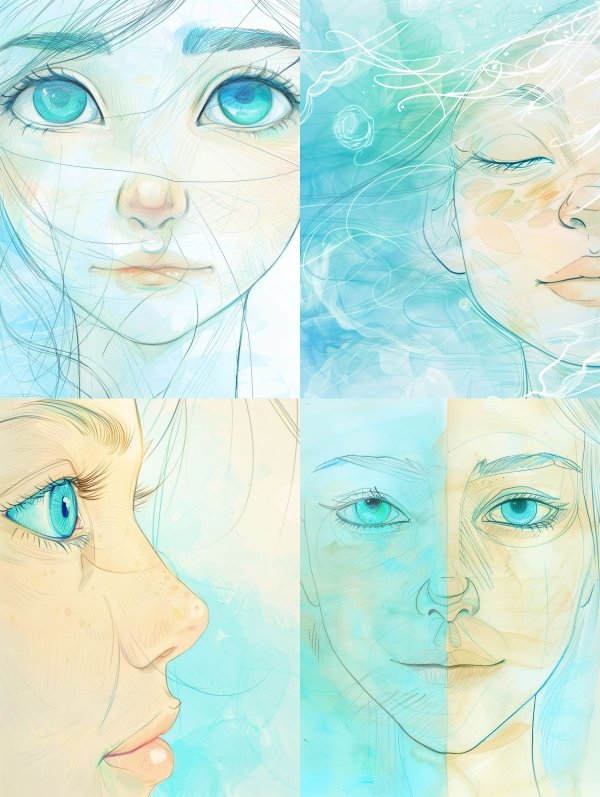 Ethereal Blue Gaze Art Collection