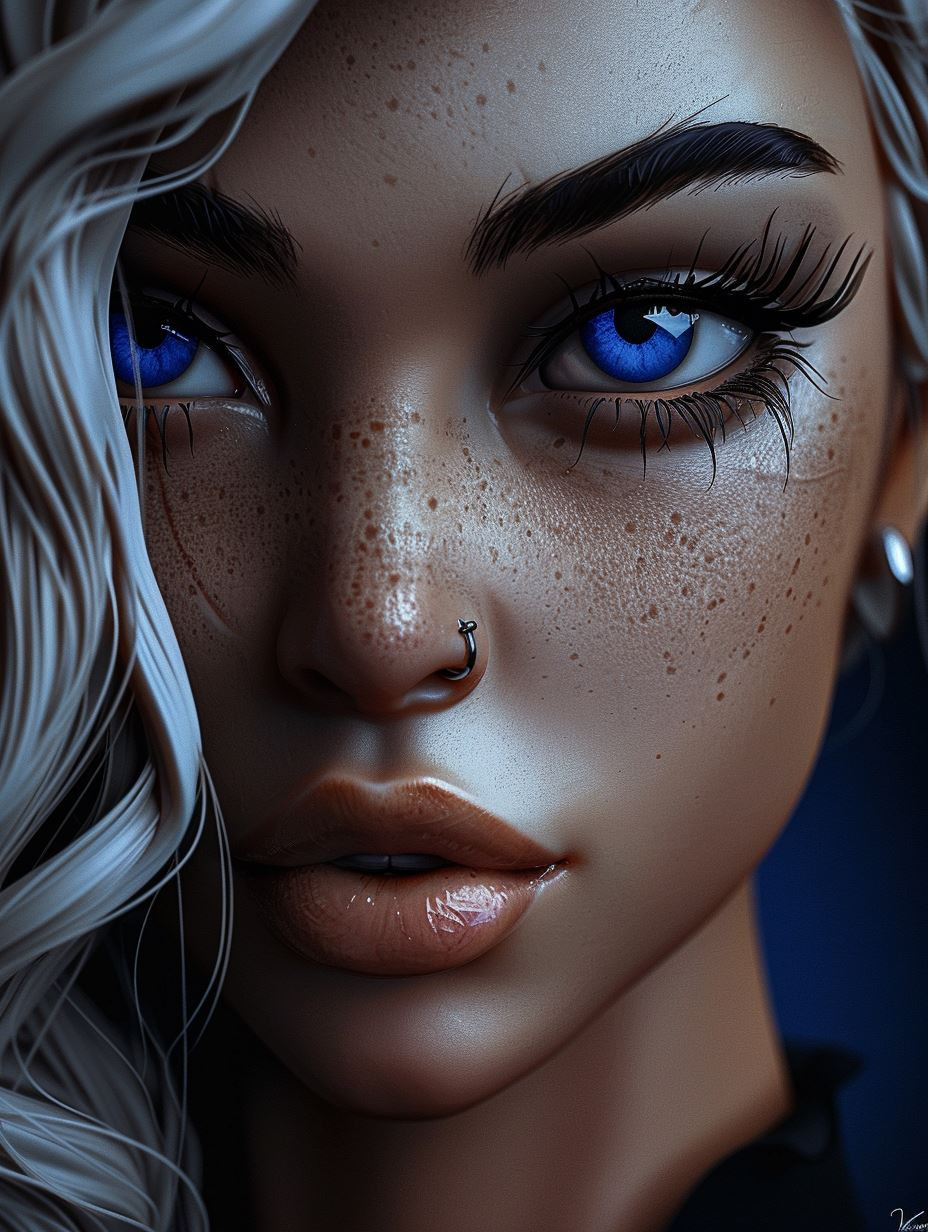 Ethereal Gaze with Silver Tresses - Image 1
