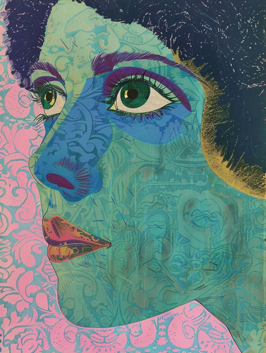 Fragmented Faces in Neon Hues - Image 1