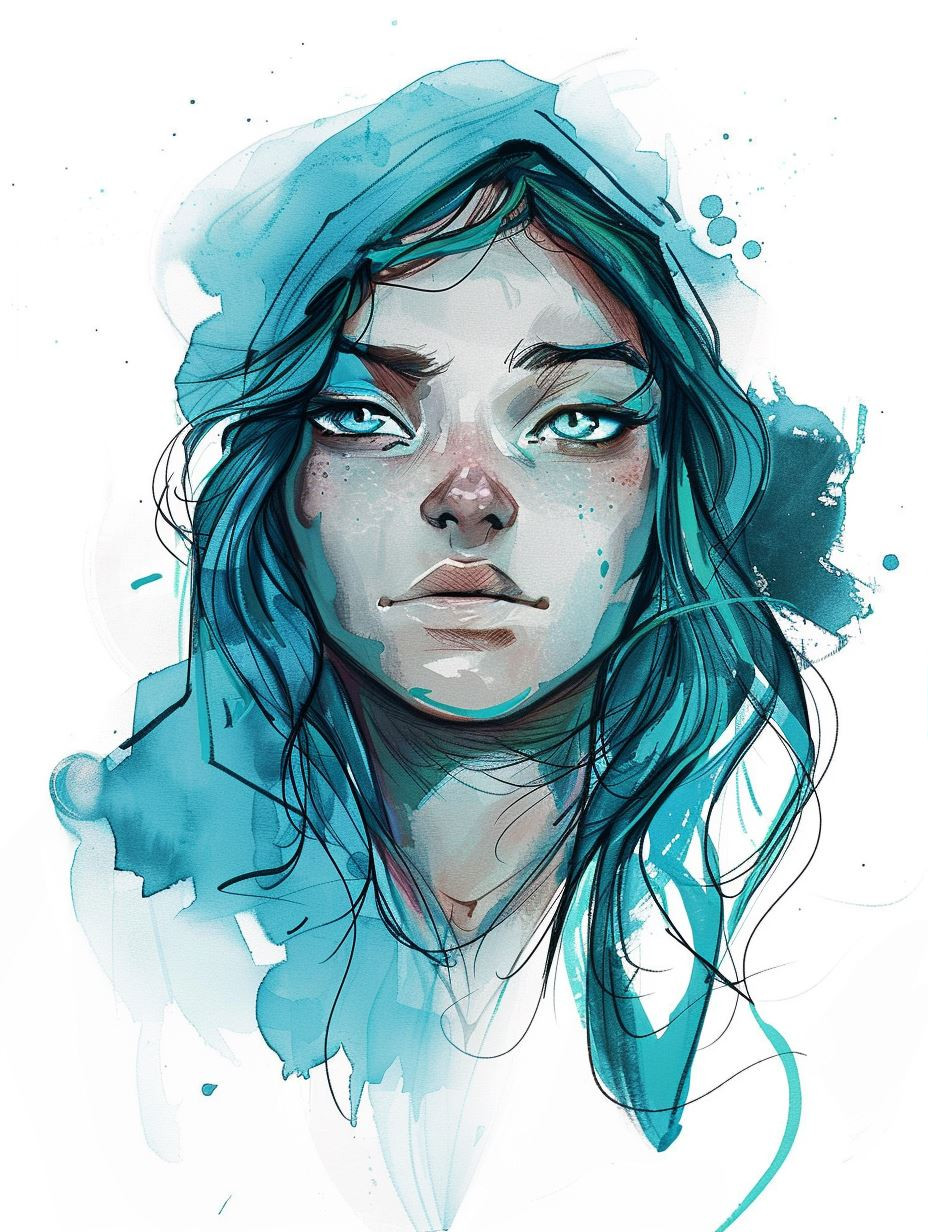 Azure Whispers: Ethereal Portraits - Image 1
