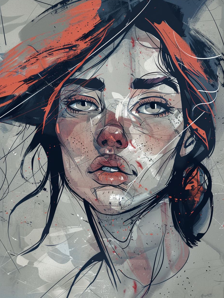 Abstract Portraits in Red and Grey - Image 3