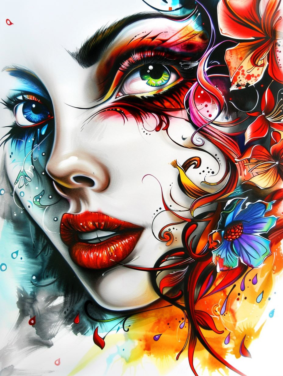 Vibrant Surrealist Floral Portrait