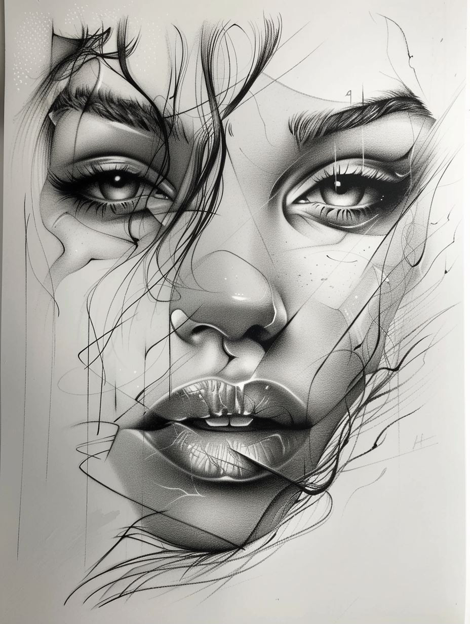Ethereal Shadows: Graphite Portrait Studies - Image 1