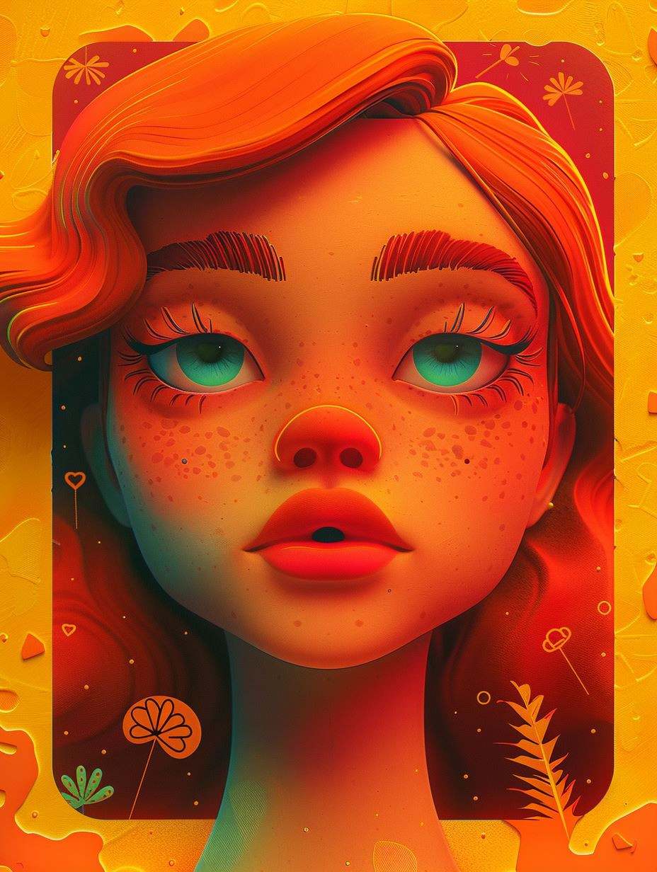 Vibrant Stylized Female Portrait Collection - Image 1